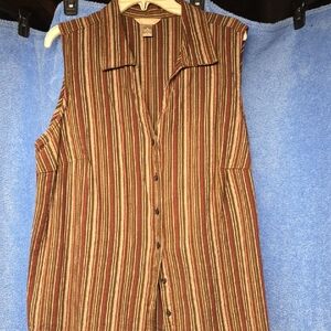 White Stag Brown and Red Striped Sleeveless Top
